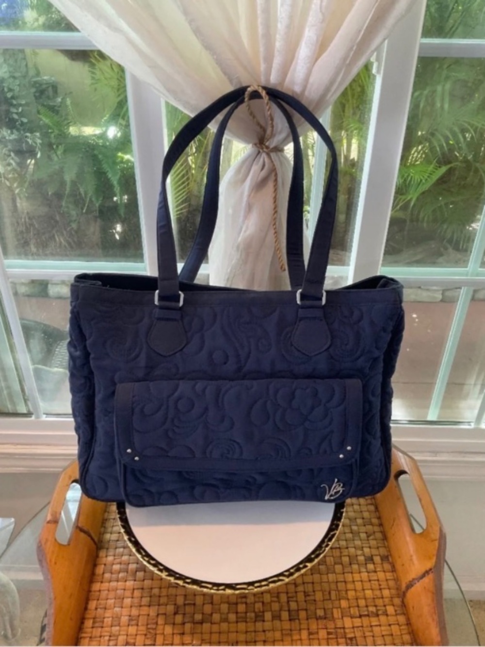 Vera Bradley Dark Blue Quilted Tote Bag
